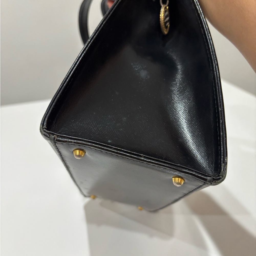 Vintage Gianni Versace Medusa Top Handle Satchel Black Gold Hardware 1990s Italy - Picture 10 of 12